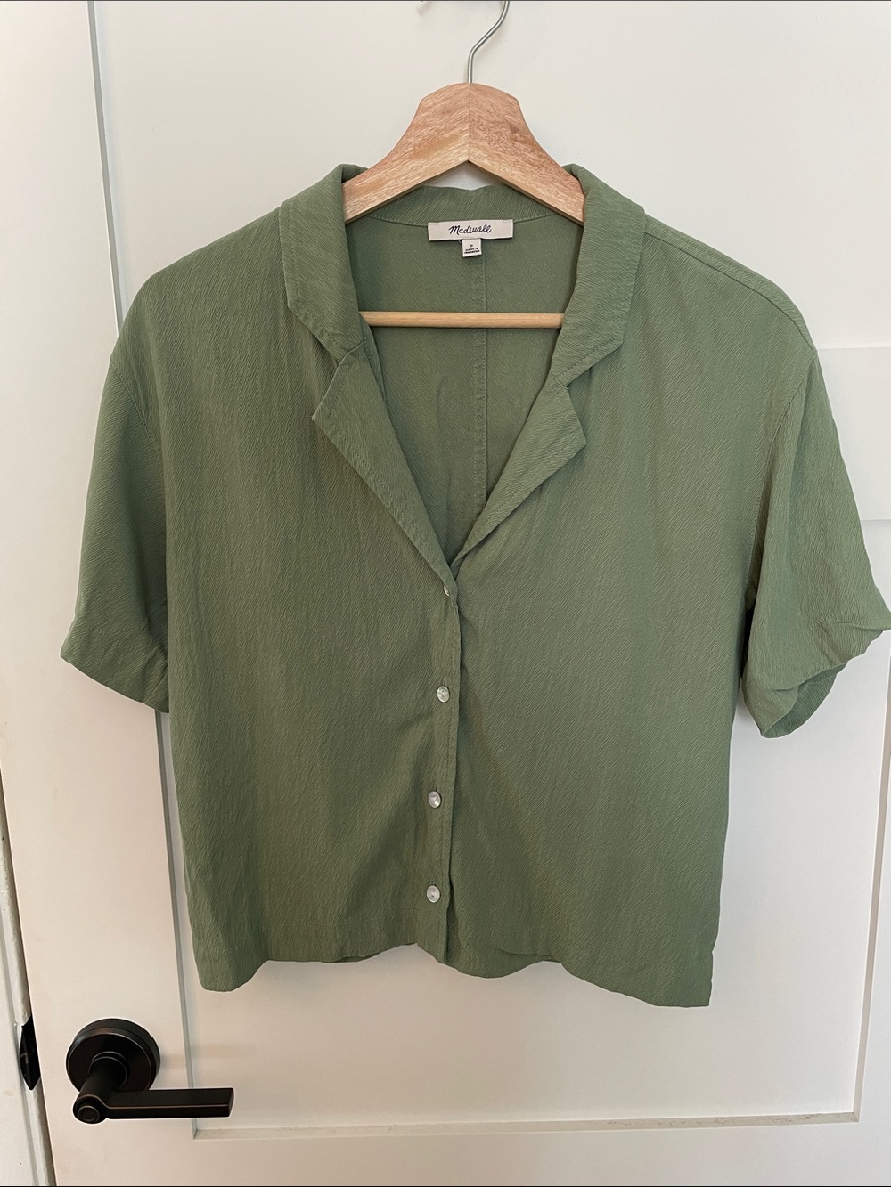 Madewell Sage Green Short Sleeve Button-Front Shirt